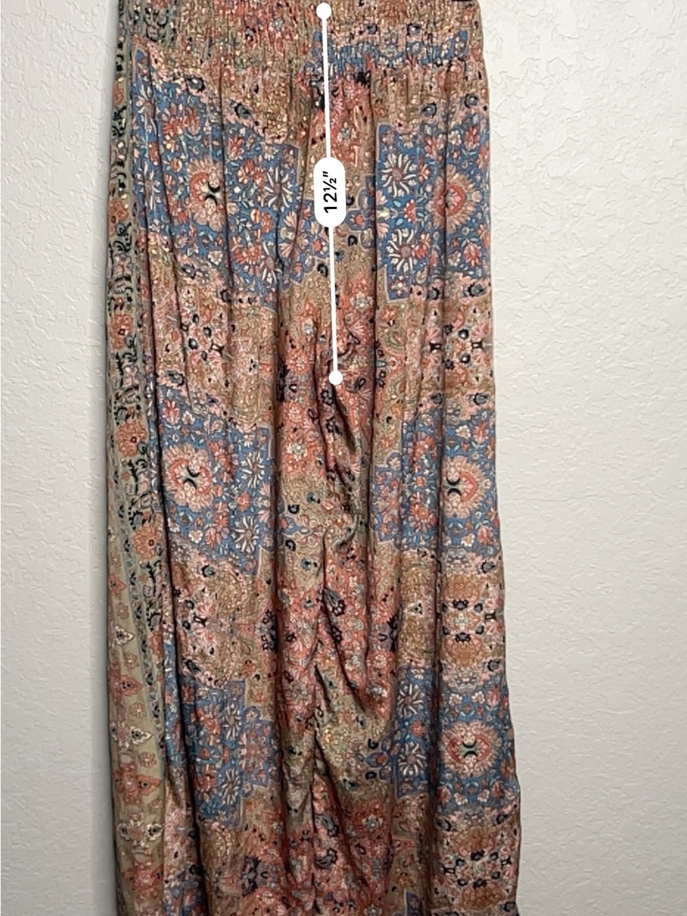 Paani Boho Paisley Metallic Wide Leg Palazzo Pants Tassel Tie Waist Size S - Picture 9 of 10
